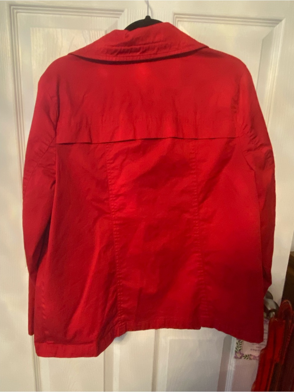 Studio Works Bright Red Utility Jacket with Polka Dot Lining - Picture 5 of 6
